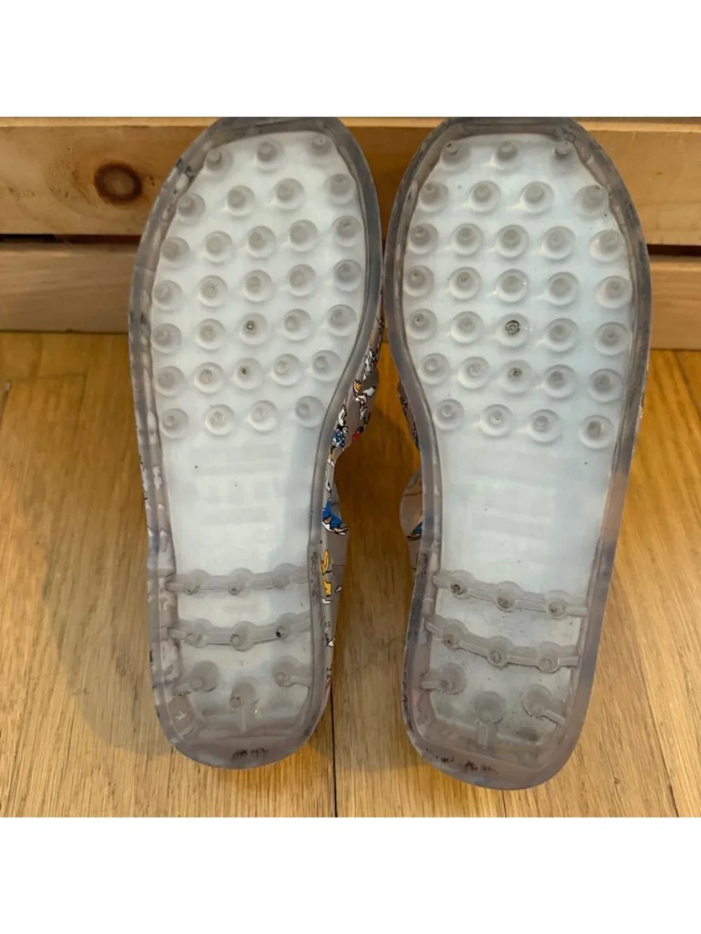 Disney x Mini Melissa Size 2 Gray Mickey & Friends Roman Fisherman Jelly Sandals